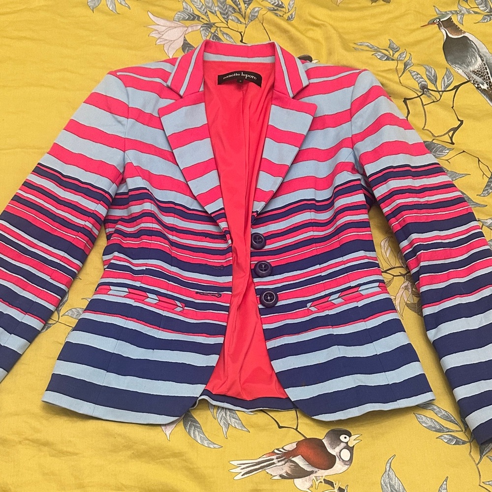 Striped Pink and Blue Women's Blazer